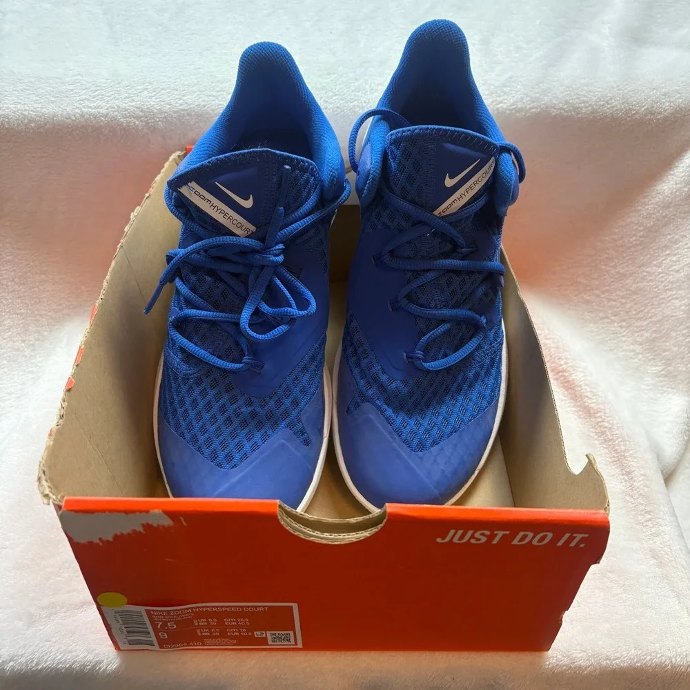 Nike Zoom Hyperspeed Court‎ Royal Blue White Sneakers Shoes Men 7.5 Women 9